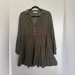 Zara Olive Green Corduroy Dress